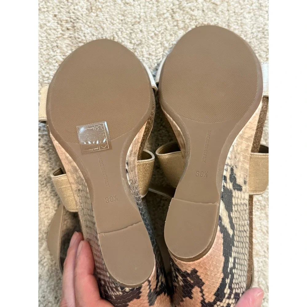 Anyi Lu Snakeskin Gold Wedge Sandals Women's 38.5 (US 8.5)‎ | Handmade Italy